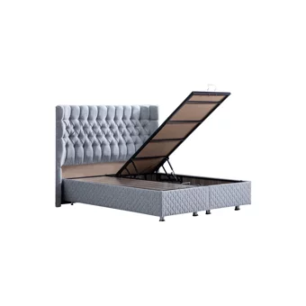 Setay Napoli 90x200 cm Başlıklı Yataklı Sandıklı Tek Kişilik Baza Seti Gri