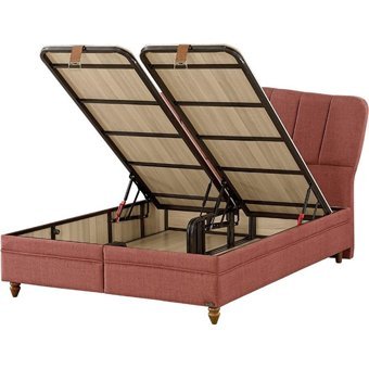Mobilya Dükkanım Pink 2 90x190 cm Başlıksız Sandıklı Tek Kişilik Baza Seti Kırmızı