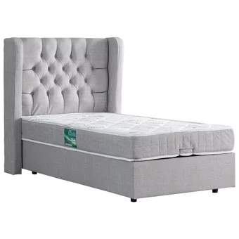 Setay Riga 90x200 cm Başlıklı Yataklı Sandıklı Tek Kişilik Baza Seti Açık Gri