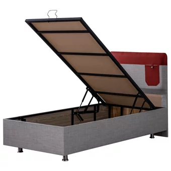 Setay Flora 100x200 cm Başlıklı Yataklı Sandıklı Tek Kişilik Baza Seti Gri