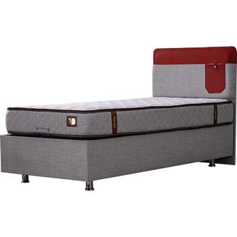 Setay Flora 100x200 cm Başlıklı Yataklı Sandıklı Tek Kişilik Baza Seti Gri