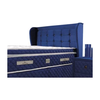 Mobilya Dükkanım Blue 120x200 cm Başlıklı Yataklı Sandıklı Tek Kişilik Baza Seti Lacivert