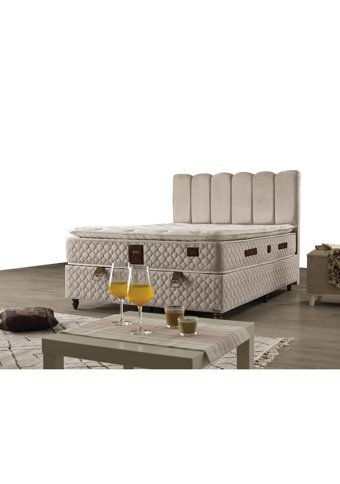 Mobilya Dükkanım Gold 90x190 cm Başlıklı Yataklı Sandıklı Tek Kişilik Baza Seti Beyaz