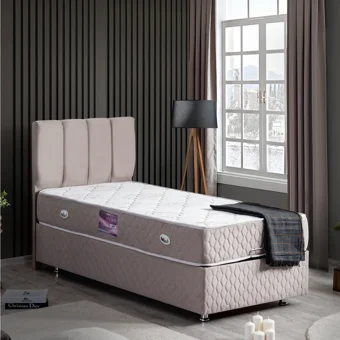 Setay Tetra 120x200 cm Başlıklı Sandıklı Tek Kişilik Baza Seti Antrasit Gri