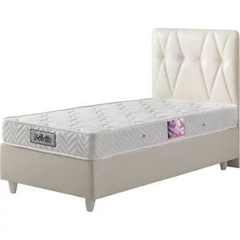 Belletto 90x190 cm Başlıklı Yataklı Sandıklı Tek Kişilik Baza Seti Krem
