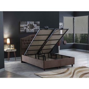 İpek Mobilya Nima 120x200 cm Başlıklı Yataklı Sandıklı Tek Kişilik Baza Seti Sütlü Kahve