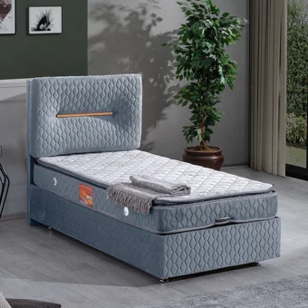 Setay Astra 90x200 cm Başlıklı Yataklı Sandıklı Tek Kişilik Baza Seti Açık Mavi