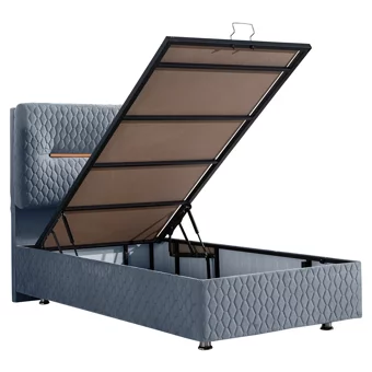 Setay Astra 90x200 cm Başlıklı Yataklı Sandıklı Tek Kişilik Baza Seti Açık Mavi