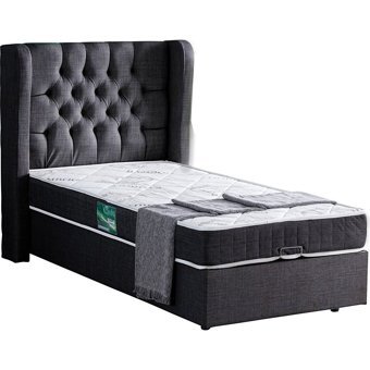 Setay Riga 100x200 cm Başlıklı Sandıklı Tek Kişilik Baza Seti Antrasit