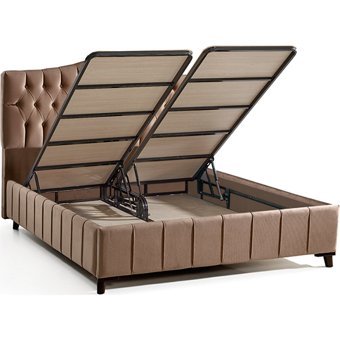 Mobilya Dükkanım Elegance 120x200 cm Başlıklı Sandıklı Tek Kişilik Baza Seti Krem