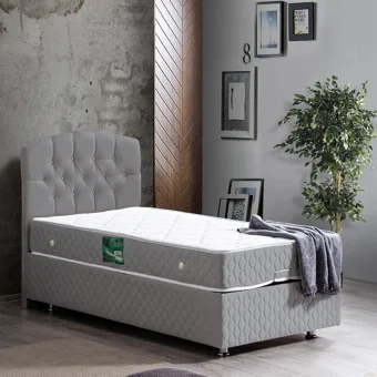Setay Tokyo 120x200 cm Başlıklı Yataklı Sandıklı Tek Kişilik Baza Seti Gri