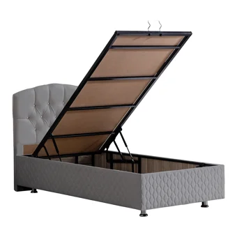 Setay Tokyo 120x200 cm Başlıklı Yataklı Sandıklı Tek Kişilik Baza Seti Gri