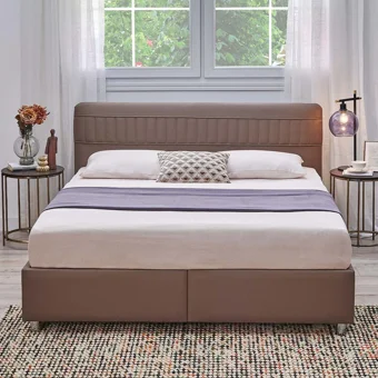 Yataş Bedding Somni 120x200 cm Başlıklı Yataklı Sandıklı Tek Kişilik Baza Seti Vizon