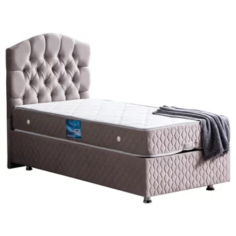 Setay Zümrüt 90x190 cm Başlıklı Sandıklı Tek Kişilik Baza Seti Gri