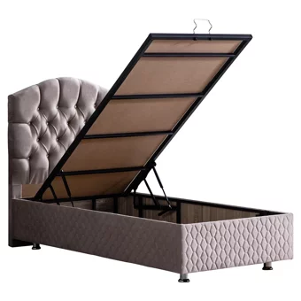 Setay Zümrüt 90x190 cm Başlıklı Sandıklı Tek Kişilik Baza Seti Gri