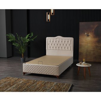 By Zeytin Nepal 90x190 cm Başlıklı Yataklı Sandıklı Tek Kişilik Baza Seti Krem