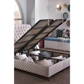 Mobilya Dükkanım Eva 120x200 cm Başlıksız Sandıklı Tek Kişilik Baza Seti Bej