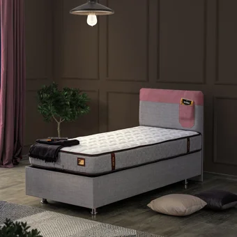 Setay Flora 90x200 cm Başlıklı Yataklı Sandıklı Tek Kişilik Baza Seti Pembe