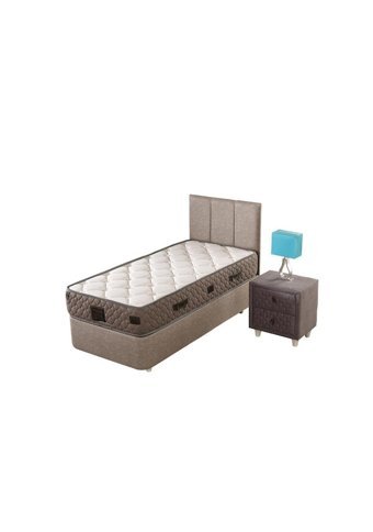 Mobilya Dükkanım Eko Plus 90x190 cm Başlıklı Yataklı Sandıklı Tek Kişilik Baza Seti Krem