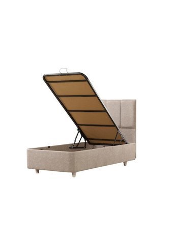 Mobilya Dükkanım Eko Plus 90x190 cm Başlıklı Yataklı Sandıklı Tek Kişilik Baza Seti Krem