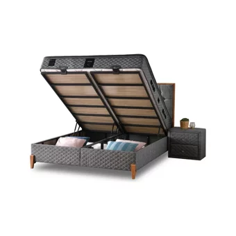 Mobilya Dükkanım Relax 90x200 cm Başlıklı Sandıklı Tek Kişilik Baza Seti Siyah