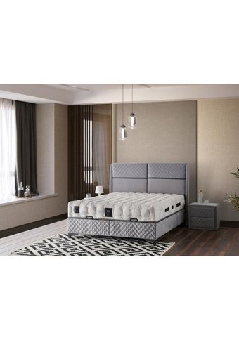 Mobilya Dükkanım Gold Visco 90x200 cm Başlıklı Sandıklı Tek Kişilik Baza Seti Beyaz