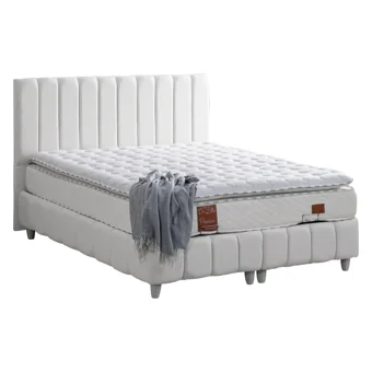 Cesur Narva 90x190 cm Başlıklı Yataklı Sandıklı Tek Kişilik Baza Seti Beyaz