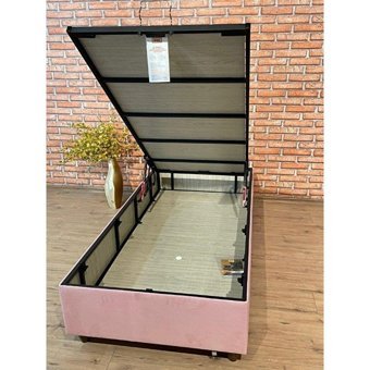 İpek Mobilya Manolya 100x200 cm Başlıksız Sandıklı Tek Kişilik Baza Seti Pembe