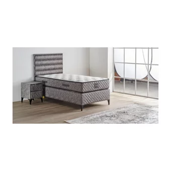 Mobilya Dükkanım Riva 100x200 cm Başlıklı Yataklı Sandıklı Tek Kişilik Baza Seti Siyah