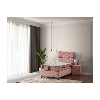 Mobilya Dükkanım Perla 100x200 cm Başlıklı Sandıklı Tek Kişilik Baza Seti Bej