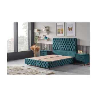 Mobilya Dükkanım Stannis 90x200 cm Başlıklı Sandıklı Tek Kişilik Baza Seti Turkuaz