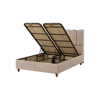 Mobilya Dükkanım Gold 90x190 cm Başlıksız Sandıklı Tek Kişilik Baza Seti Krem