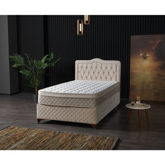 By Zeytin Nepal 120x200 cm Başlıklı Yataklı Sandıklı Tek Kişilik Baza Seti Krem