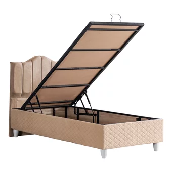 Setay Trend 90x190 cm Başlıklı Yataklı Sandıklı Tek Kişilik Baza Seti Bej