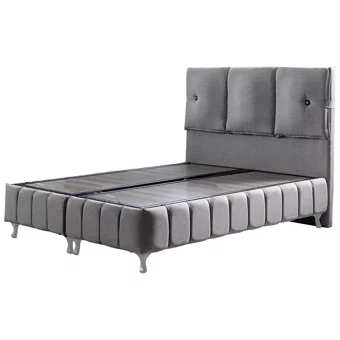 Setay Kuvars 90x190 cm Başlıklı Yataklı Sandıklı Tek Kişilik Baza Seti Gri
