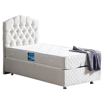 Setay Zümrüt 90x190 cm Başlıklı Sandıklı Tek Kişilik Baza Seti Krem