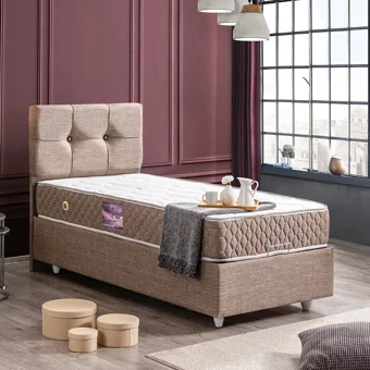 Setay Sion 100x200 cm Başlıklı Yataklı Sandıklı Tek Kişilik Baza Seti Kahverengi