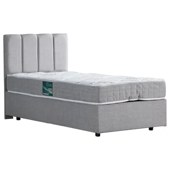 Setay Defne 90x190 cm Başlıklı Yataklı Sandıklı Tek Kişilik Baza Seti Açık Gri