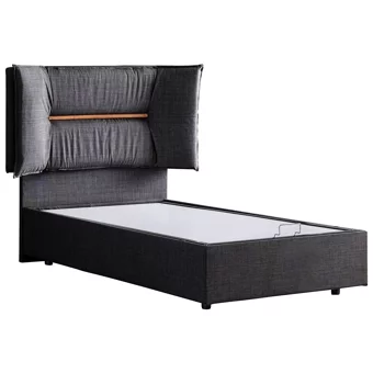 Setay Lizbon 90x200 cm Başlıklı Yataklı Sandıklı Tek Kişilik Baza Seti Antrasit