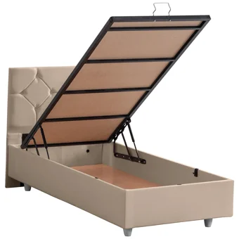 Setay Glamis 120x200 cm Başlıklı Sandıklı Tek Kişilik Baza Seti Bej