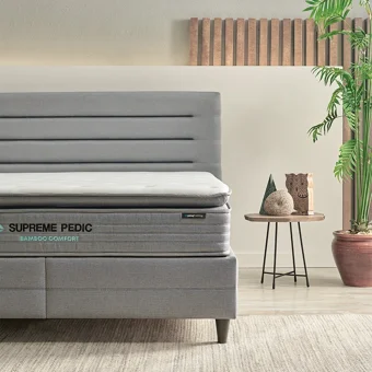 Yataş Bedding Supreme Pedic 90x190 cm Başlıklı Yataklı Sandıklı Tek Kişilik Baza Seti Mavi