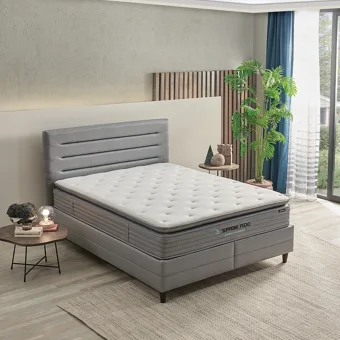 Yataş Bedding Supreme Pedic 90x190 cm Başlıklı Yataklı Sandıklı Tek Kişilik Baza Seti Mavi