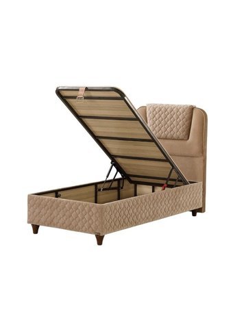 Relax 2 90x190 cm Başlıklı Sandıklı Tek Kişilik Baza Seti Krem