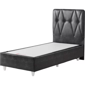 Belletto 120x200 cm Başlıklı Yataklı Sandıklı Tek Kişilik Baza Seti Siyah