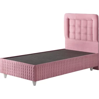 Belletto Valencia 120x200 cm Başlıklı Sandıklı Tek Kişilik Baza Seti Pembe