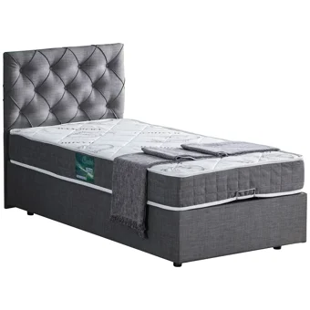Setay Eylül 90x190 cm Başlıklı Yataklı Sandıklı Tek Kişilik Baza Seti Gri