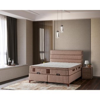 Mobilya Dükkanım Master 90x200 cm Başlıklı Sandıklı Tek Kişilik Baza Seti Krem