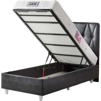 Belletto 90x190 cm Başlıklı Yataklı Sandıklı Tek Kişilik Baza Seti Siyah