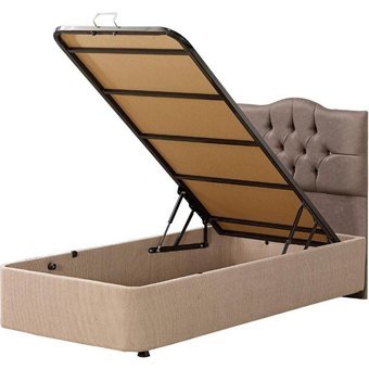 Mobilya Dükkanım Eko 90x200 cm Başlıksız Sandıklı Tek Kişilik Baza Seti Krem