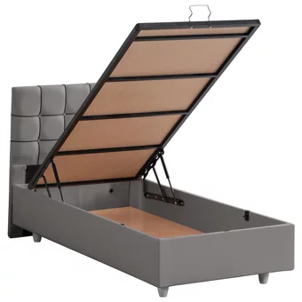 Setay Tavira 120x200 cm Başlıklı Sandıklı Tek Kişilik Baza Seti Gri
